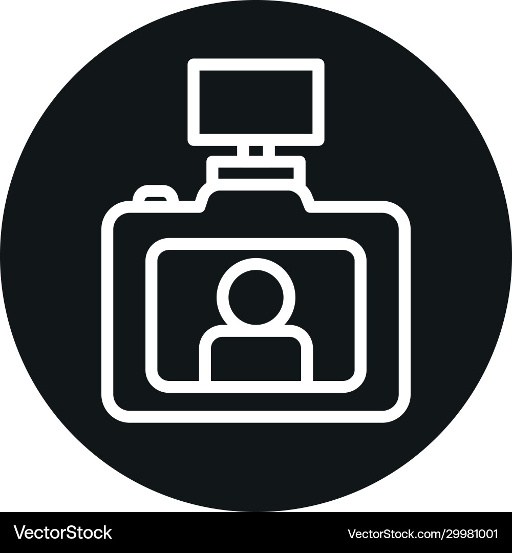 Camera device with flash line block style icon vector image