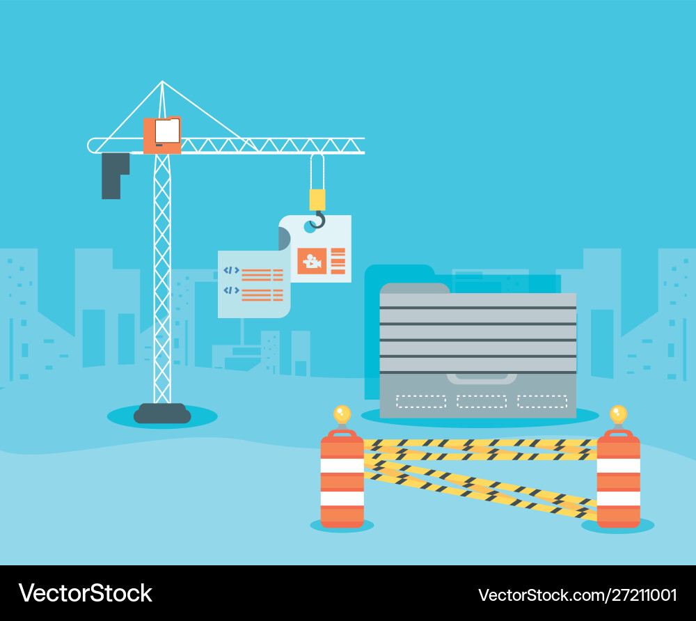 Data folder with webpage under construction Data folder with webpage under construction vector image