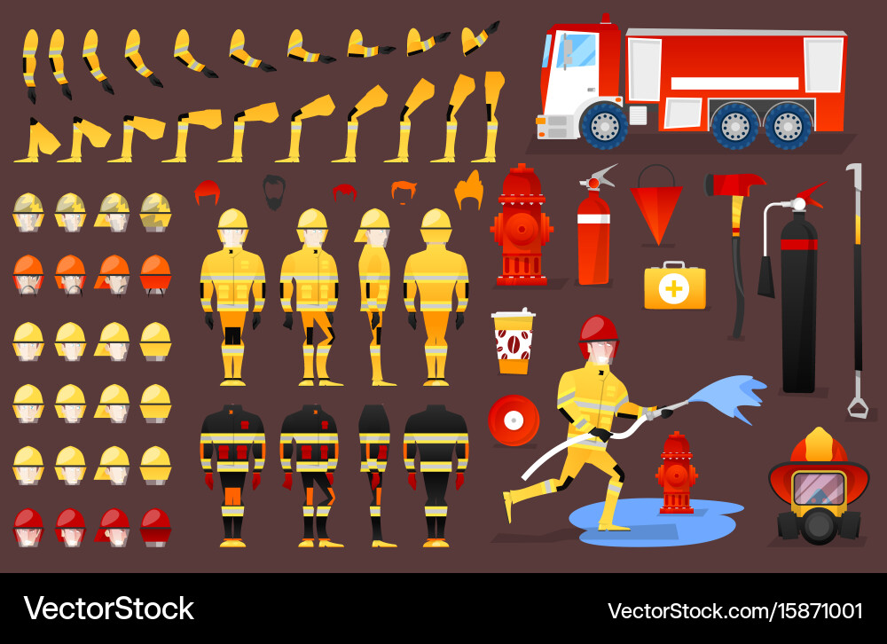 Firefighter character creation constructor Vector Image
