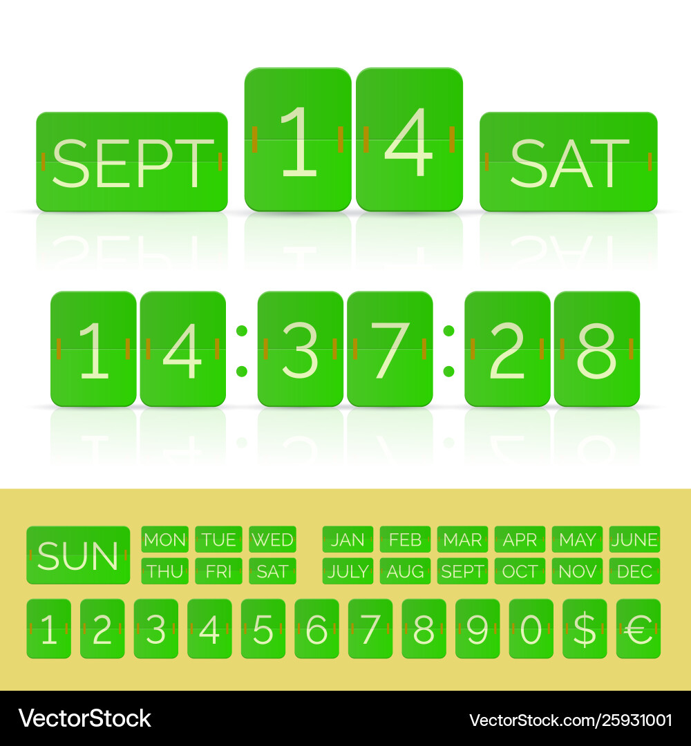 Green flat countdown timer with numbers Vector Image