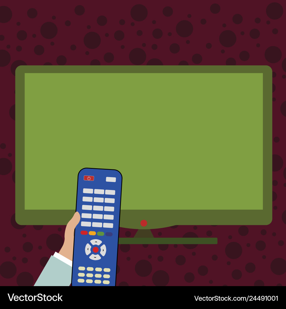 Hand holding computer remote control infront Hand holding computer remote control infront vector image