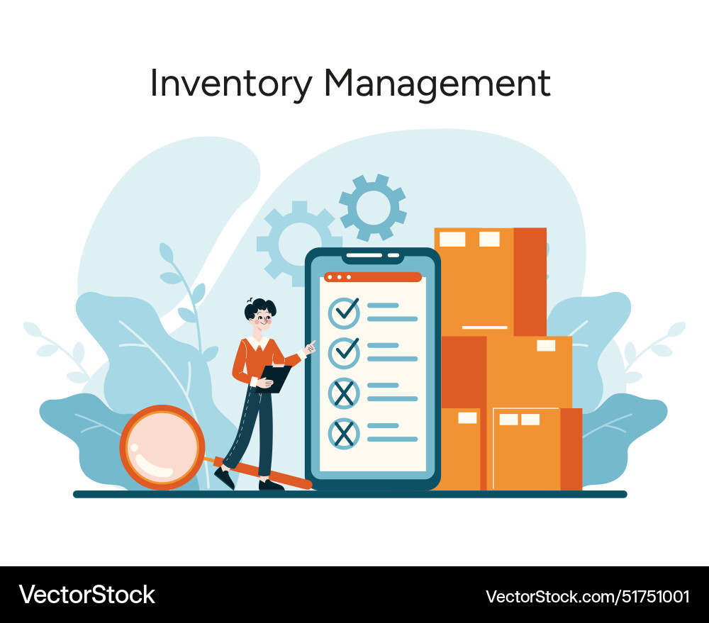 Organized stock control and efficient resource Vector Image