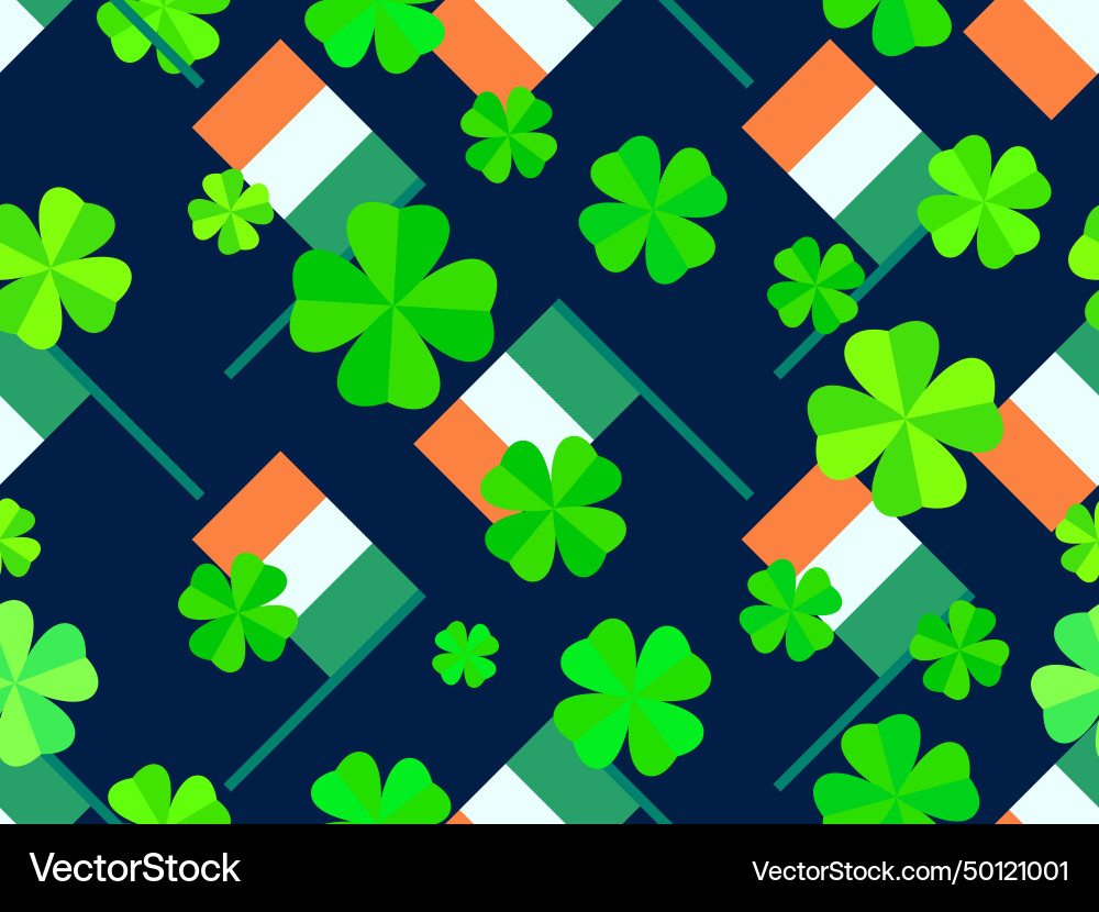 Seamless pattern with irish flag and clover Seamless pattern with irish flag and clover vector image