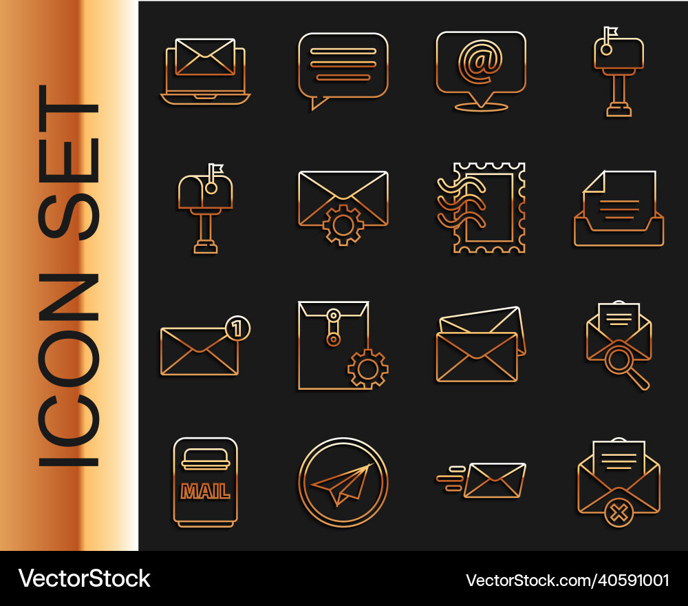 Set line delete envelope with magnifying Set line delete envelope with magnifying vector image