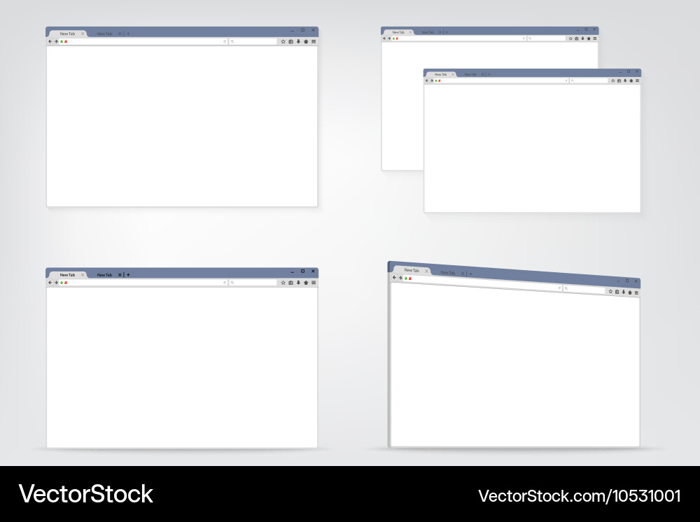 Set of flat internet browser windows with copy vector image