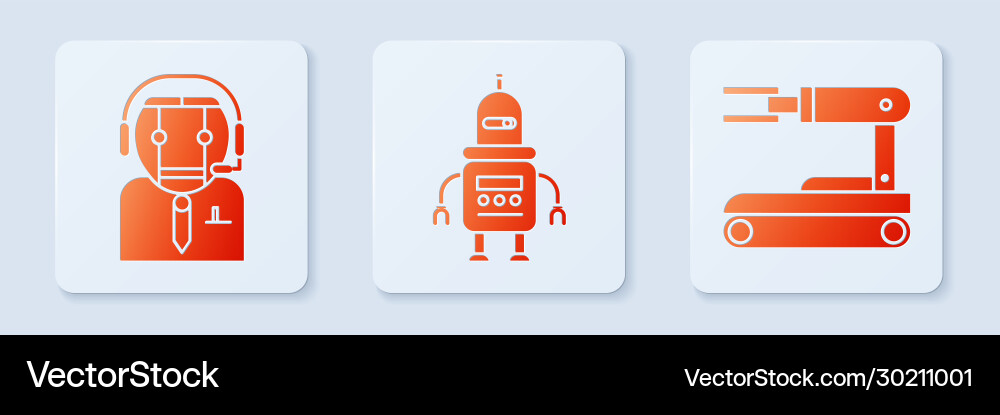 Set robot worker and white square Set robot worker and white square vector image