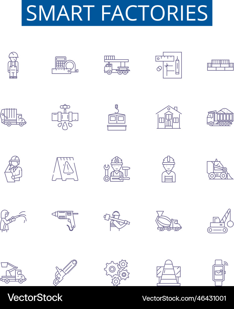 Smart factories line icons signs set design Vector Image