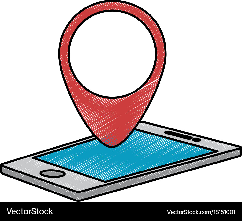 Smartphone with pointer location isolated icon Vector Image