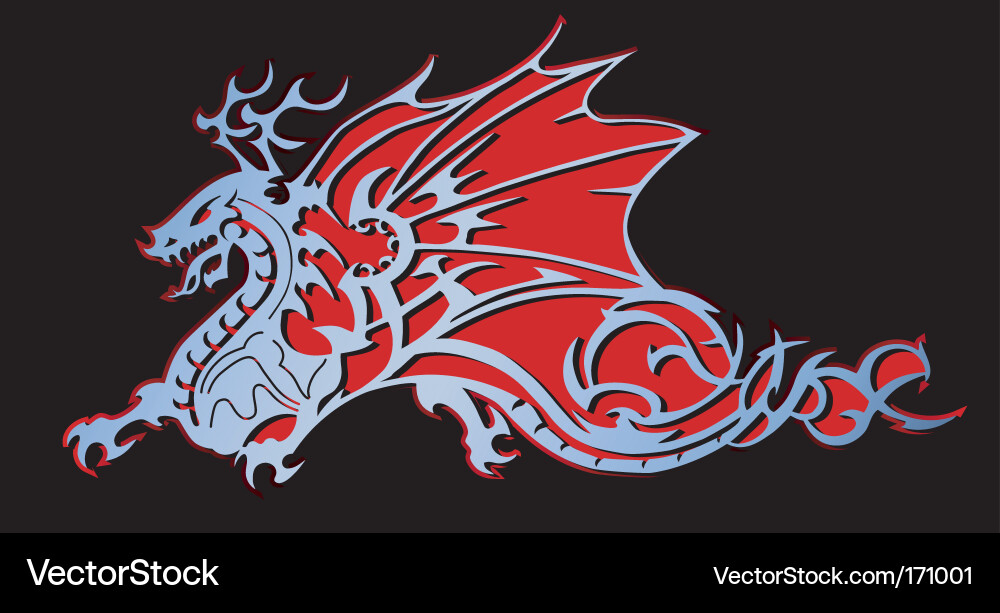 Steel Dragon Cutout - Tribal Style Vektorbild