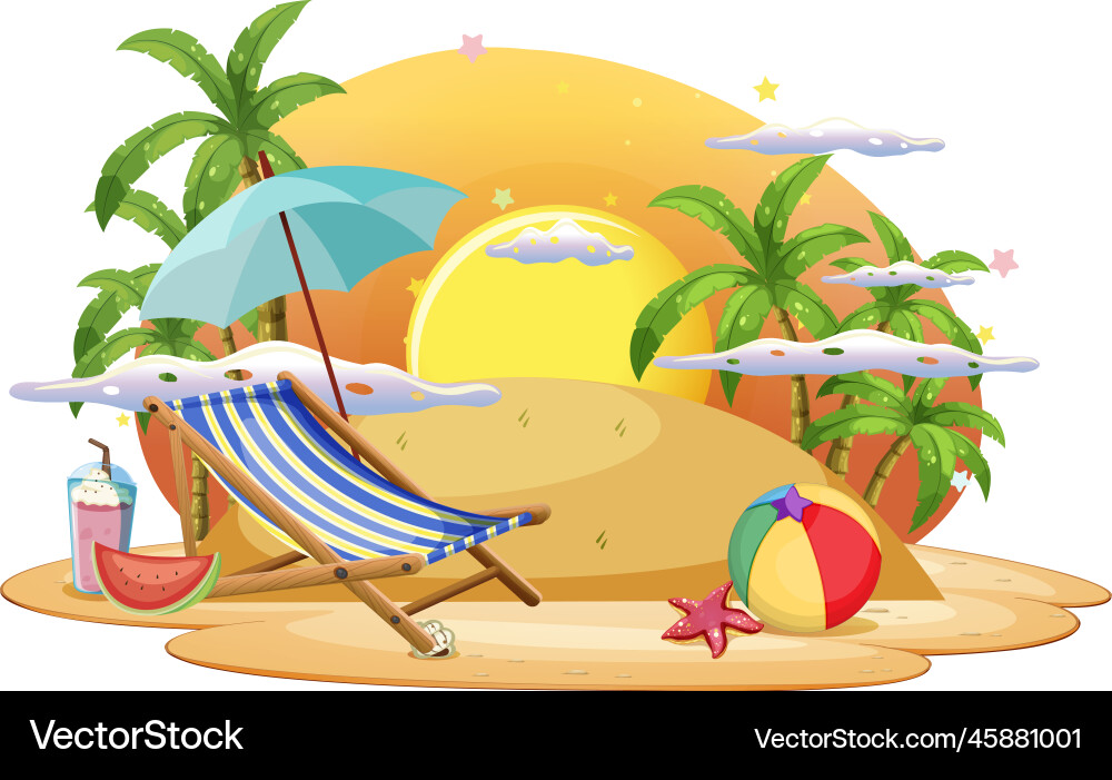 Summer beach scene template Summer beach scene template vector image