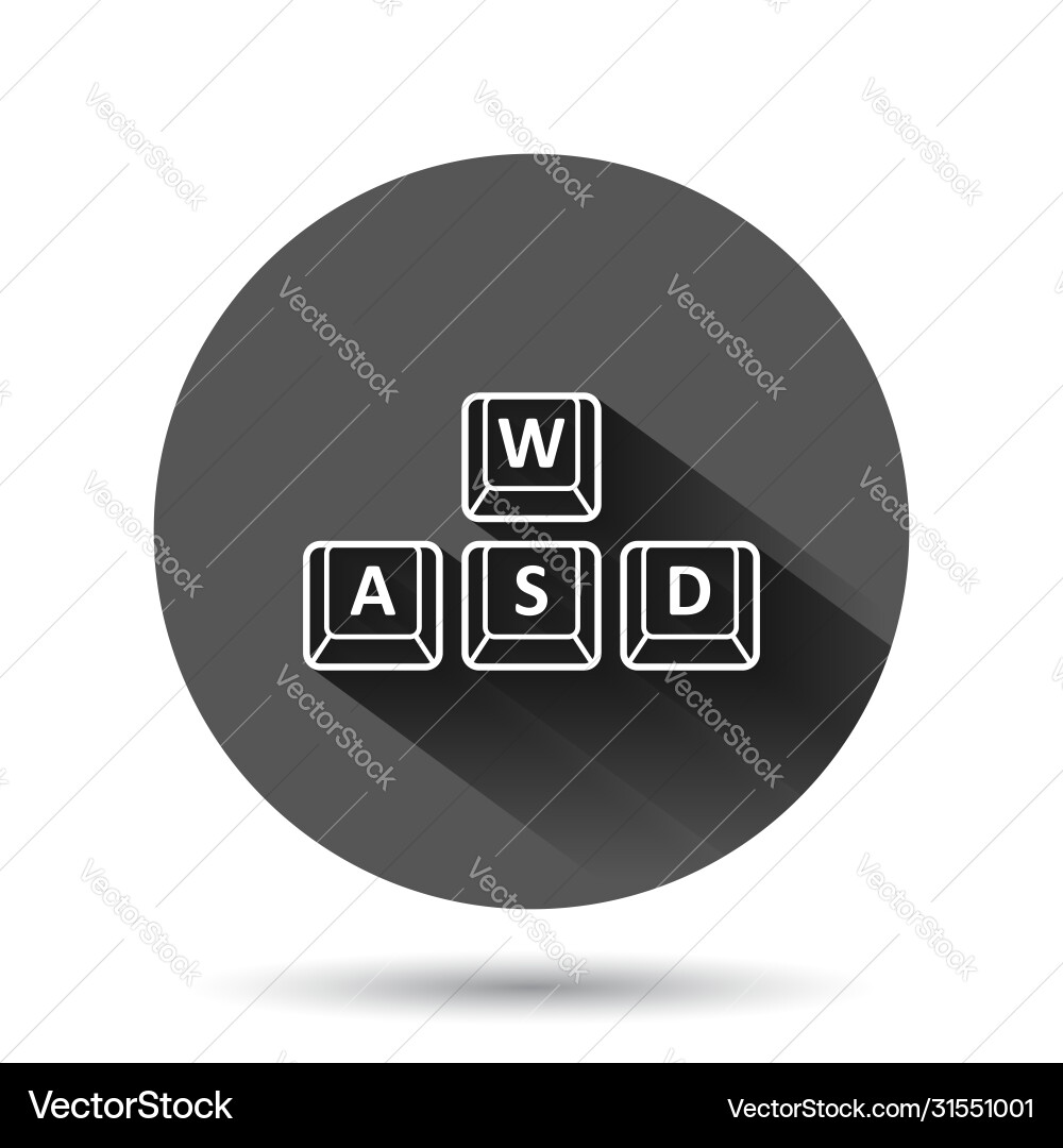 Wasd button icon in flat style keyboard on black Wasd button icon in flat style keyboard on black vector image
