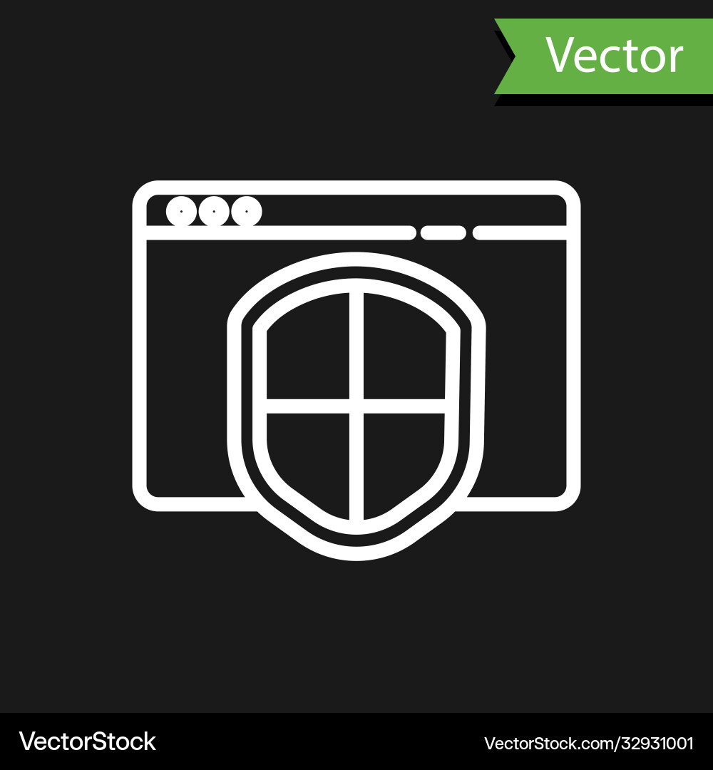 White line browser with shield icon isolated White line browser with shield icon isolated Vector Image
