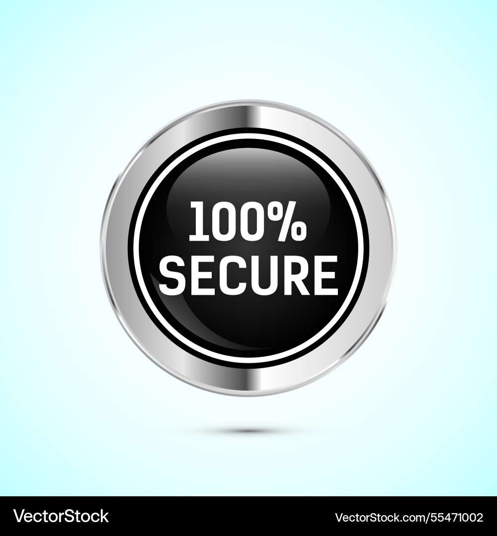 100 percent secure web button icon design 100 percent secure web button icon design vector image