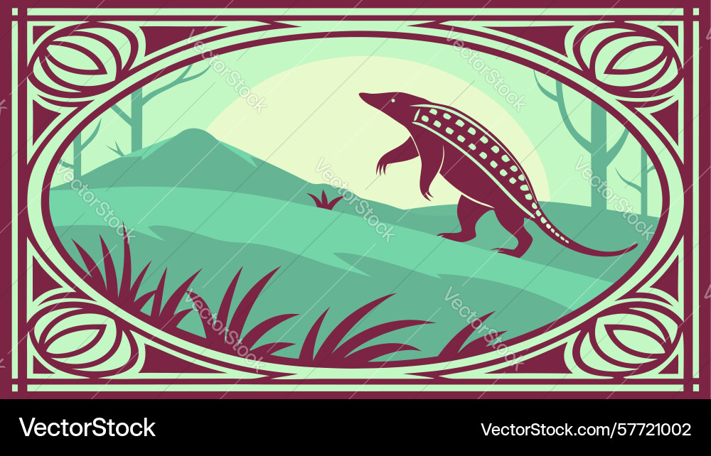 Ancient lizard border pattern design generative vector image