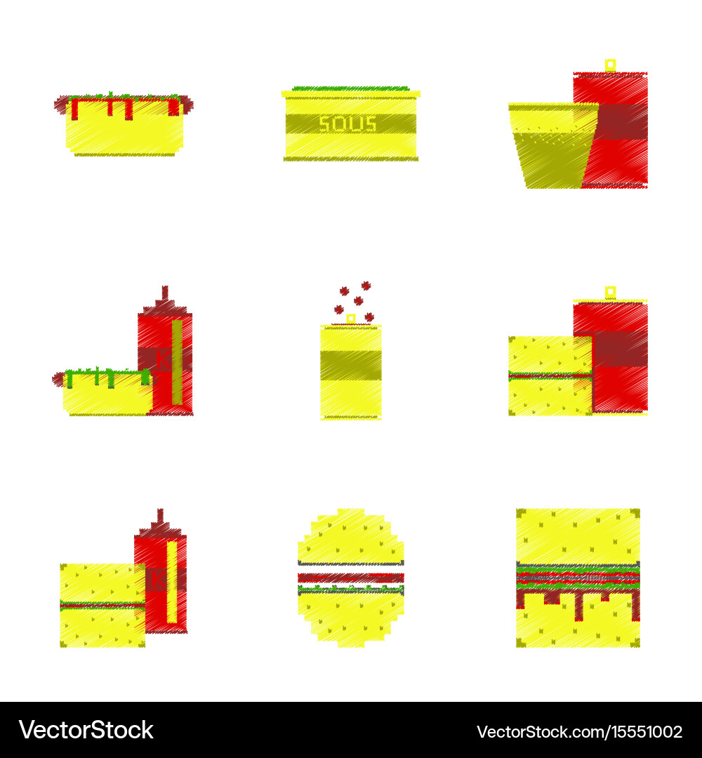 Assembly of flat shading style pixel icon fast vector image
