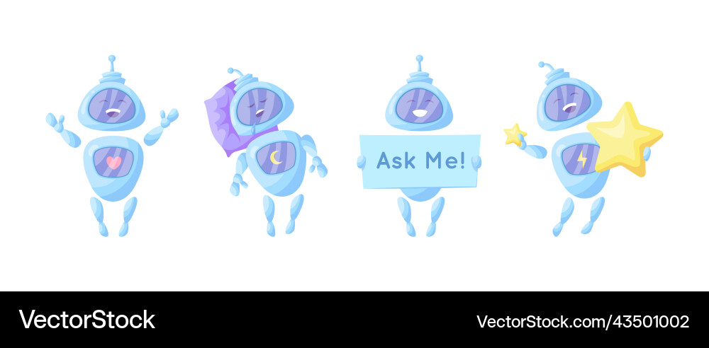 Cartoon color characters chat bot set Cartoon color characters chat bot set vector image