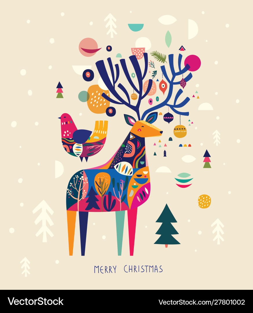 Christmas deer Royalty Free Vector Image - VectorStock