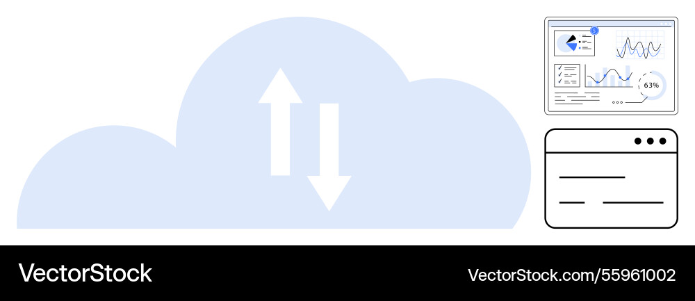 Cloud data transfer with analytics and web Cloud data transfer with analytics and web vector image