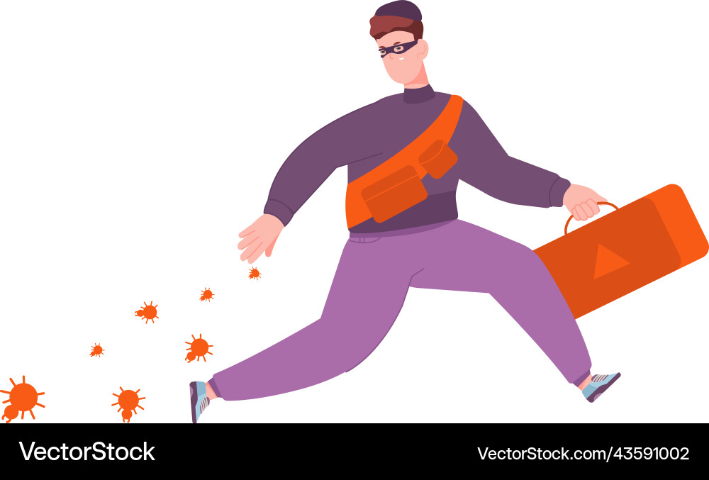 Cyber criminal spread bugs evil hacker character Cyber criminal spread bugs evil hacker character vector image