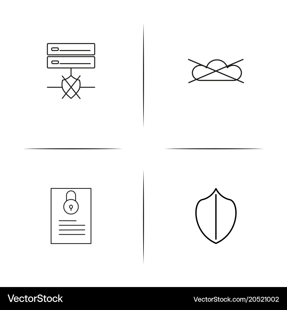Cyber security simple linear icons set outlined Vector Image