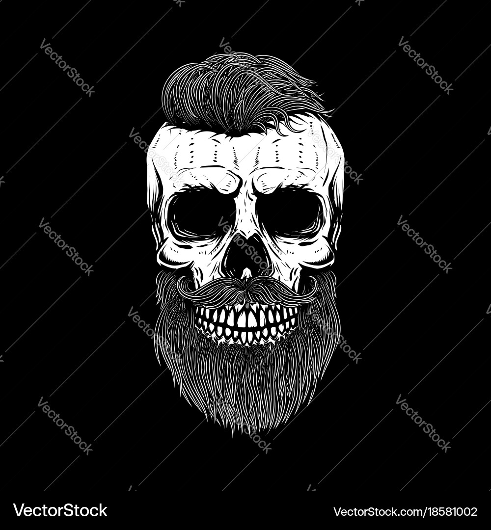 Dark Bearded Skull Vector Image