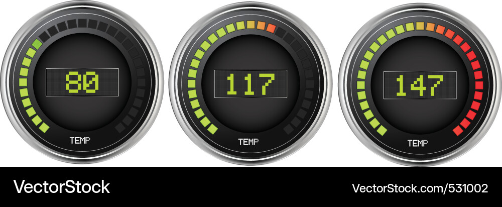 Digital Temperature Gauge Set Vector Image