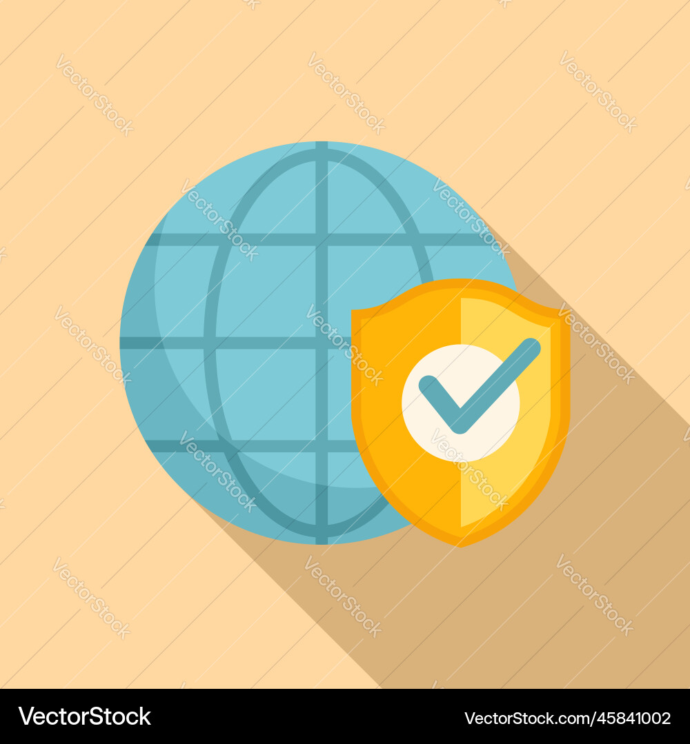 Global ssl certificate icon flat safe data Global ssl certificate icon flat safe data vector image