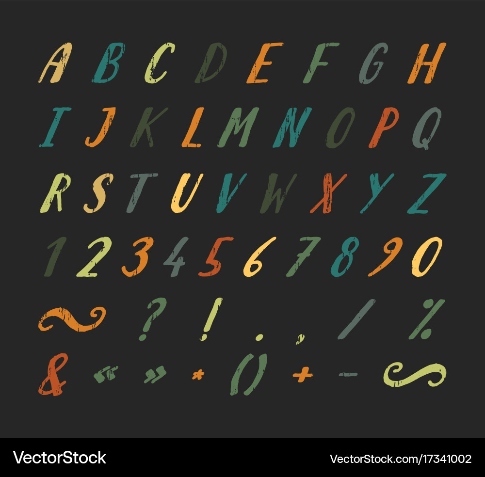 Handwritten font with punctuation marks Vector Image