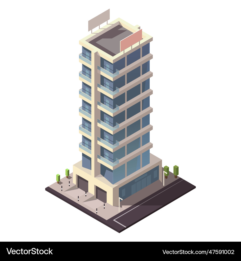 Isometric skyscraper building for map creating Vector Image