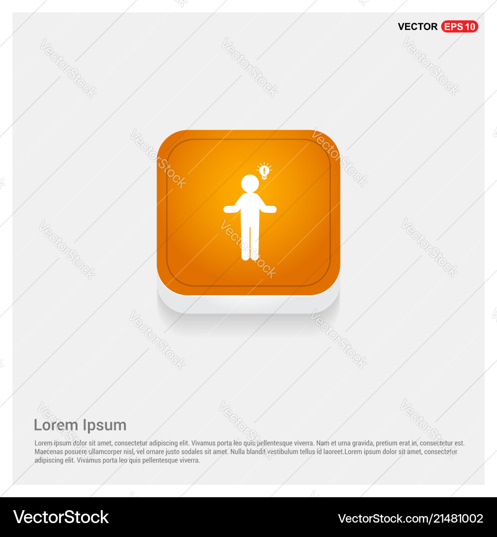 Man with idea icon orange abstract web button Man with idea icon orange abstract web button vector image