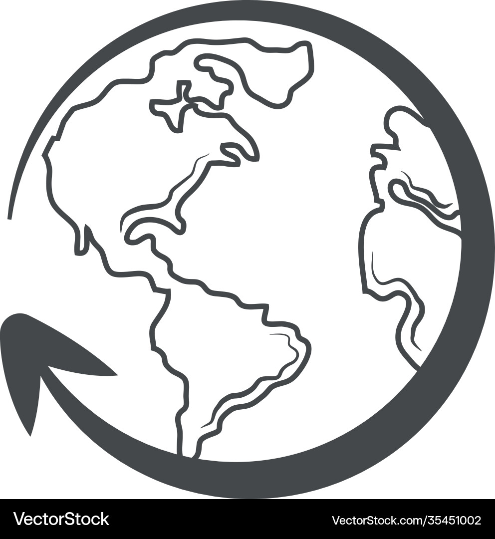 Map world arrow around globe linear design icon Vector Image