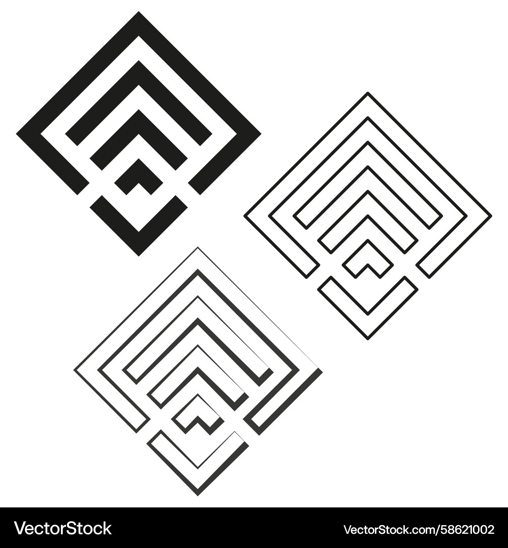 Maze diamond icon nested path motif geometric Maze diamond icon nested path motif geometric Vector Image