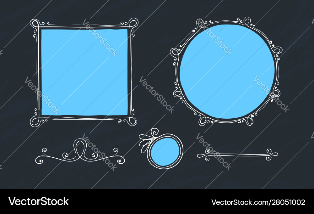 Photo frames vintage doodle style frame set Photo frames vintage doodle style frame set vector image