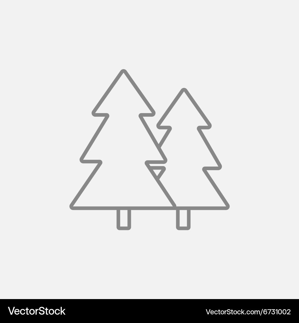 Pine trees line icon vector image