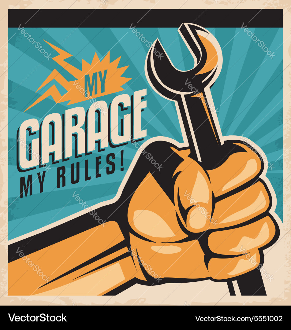 Retro Garage Mechanic Poster Vector Image