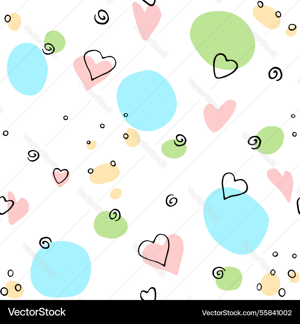 Seamless abstract pattern of hearts points spots Seamless abstract pattern of hearts points spots vector image