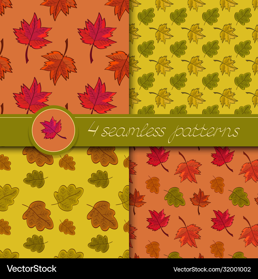 Set four seamless patterns with colored autumn vector image