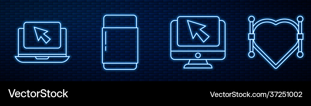 Set line computer monitor and cursor laptop Set line computer monitor and cursor laptop vector image