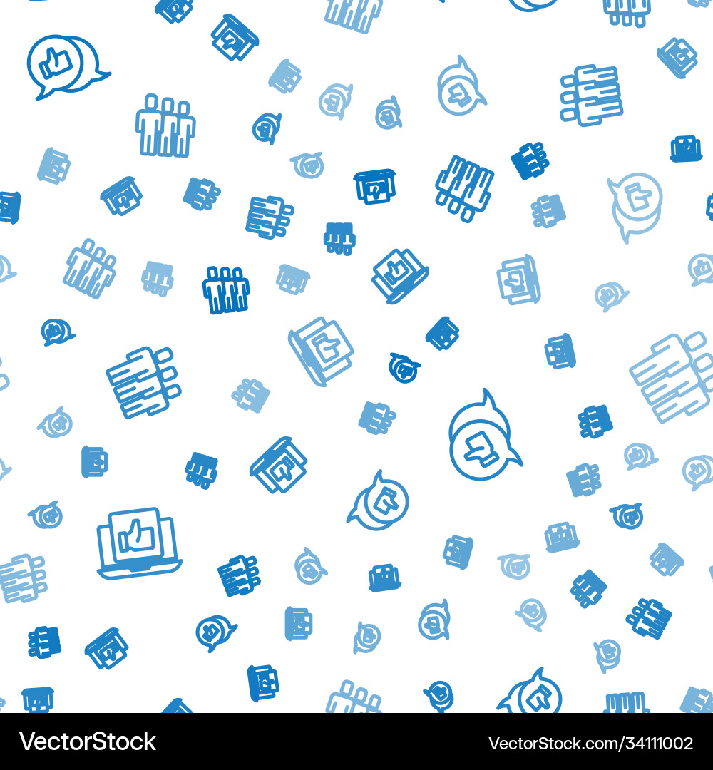 Set line hand like and users group on seamless vector image