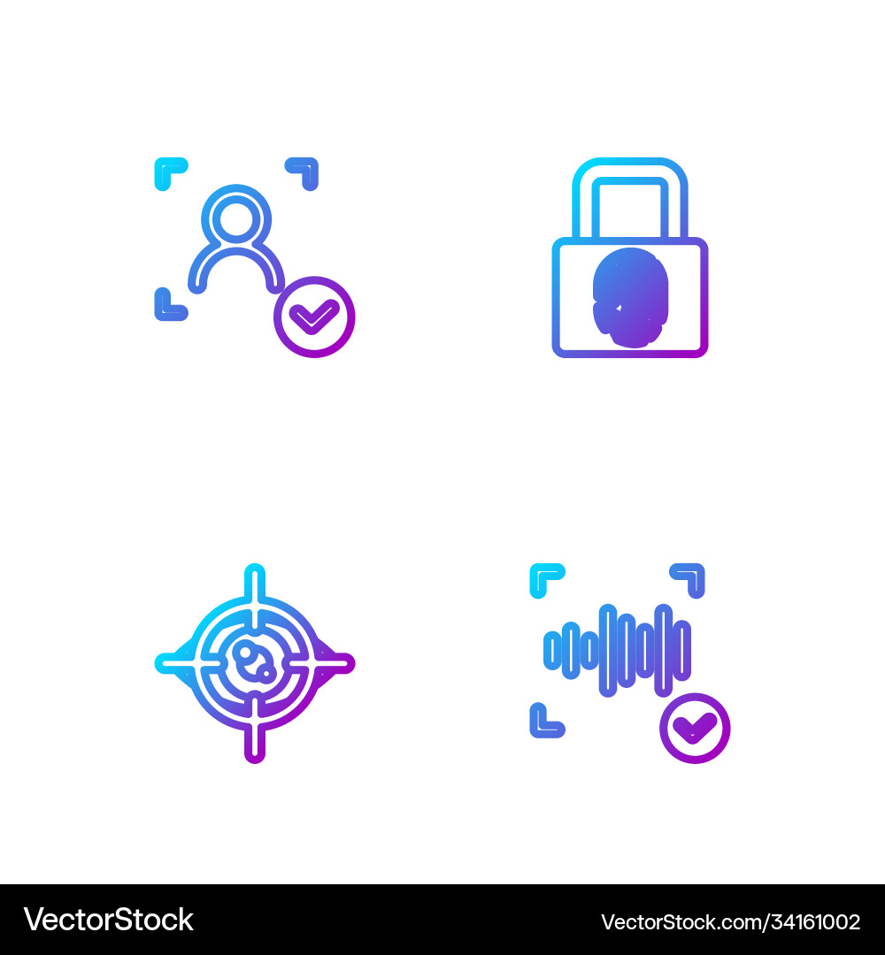 Set line voice recognition eye scan face Set line voice recognition eye scan face vector image