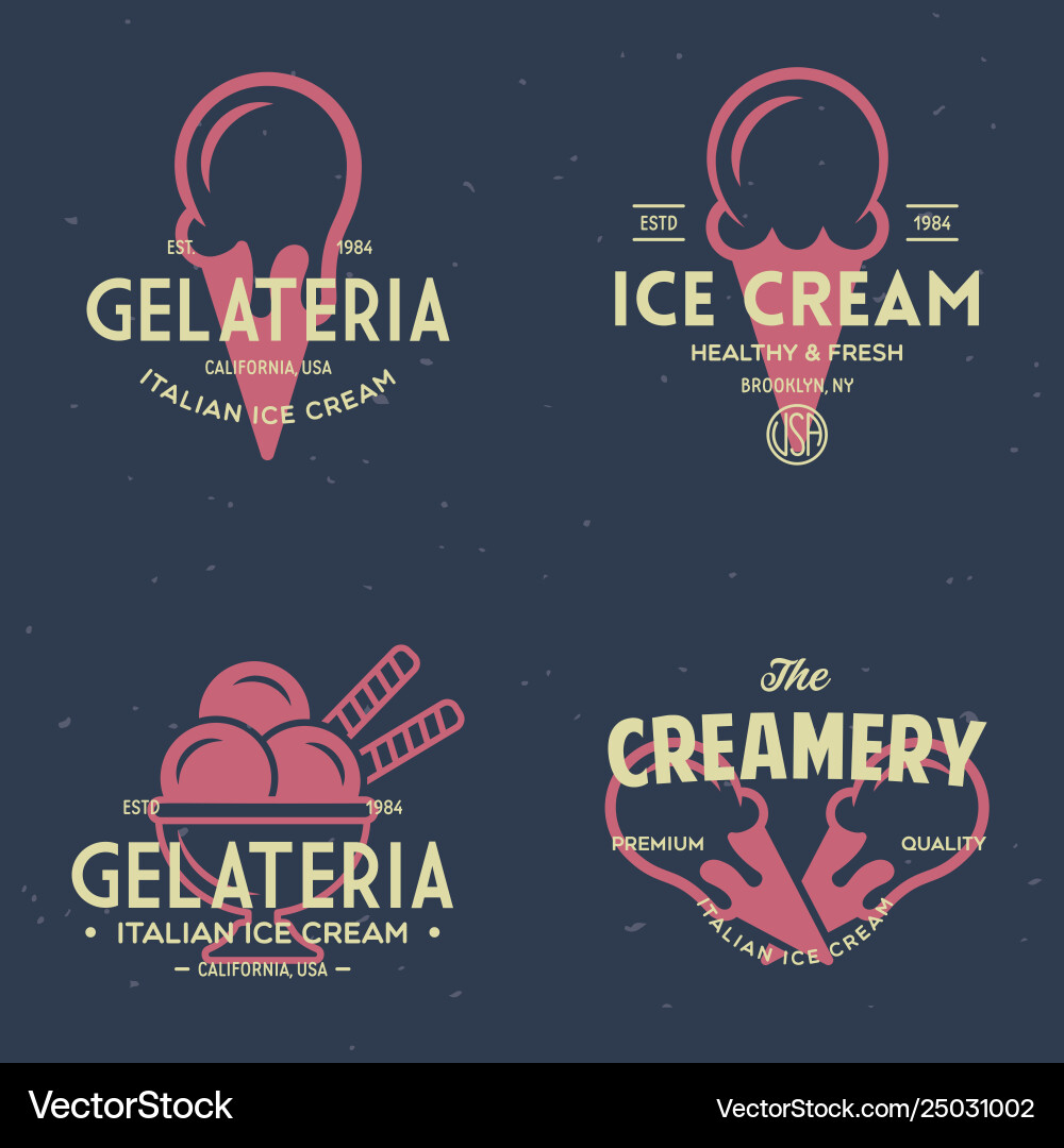 Set vintage ice cream shop logo badges Set vintage ice cream shop logo badges vector image