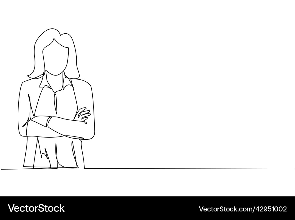 Single continuous line drawing smiling confident Vector Image