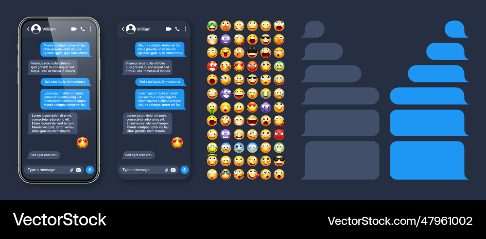 Smartphone messaging app user interface Smartphone messaging app user interface vector image