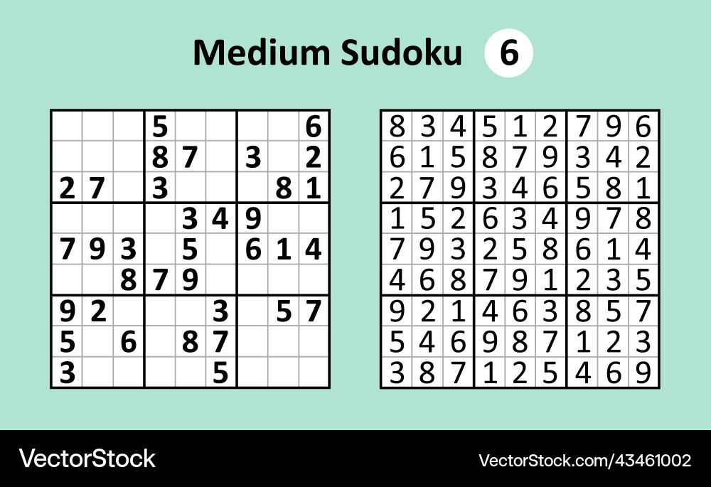 Sudoku game with answers medium complexity Vector Image