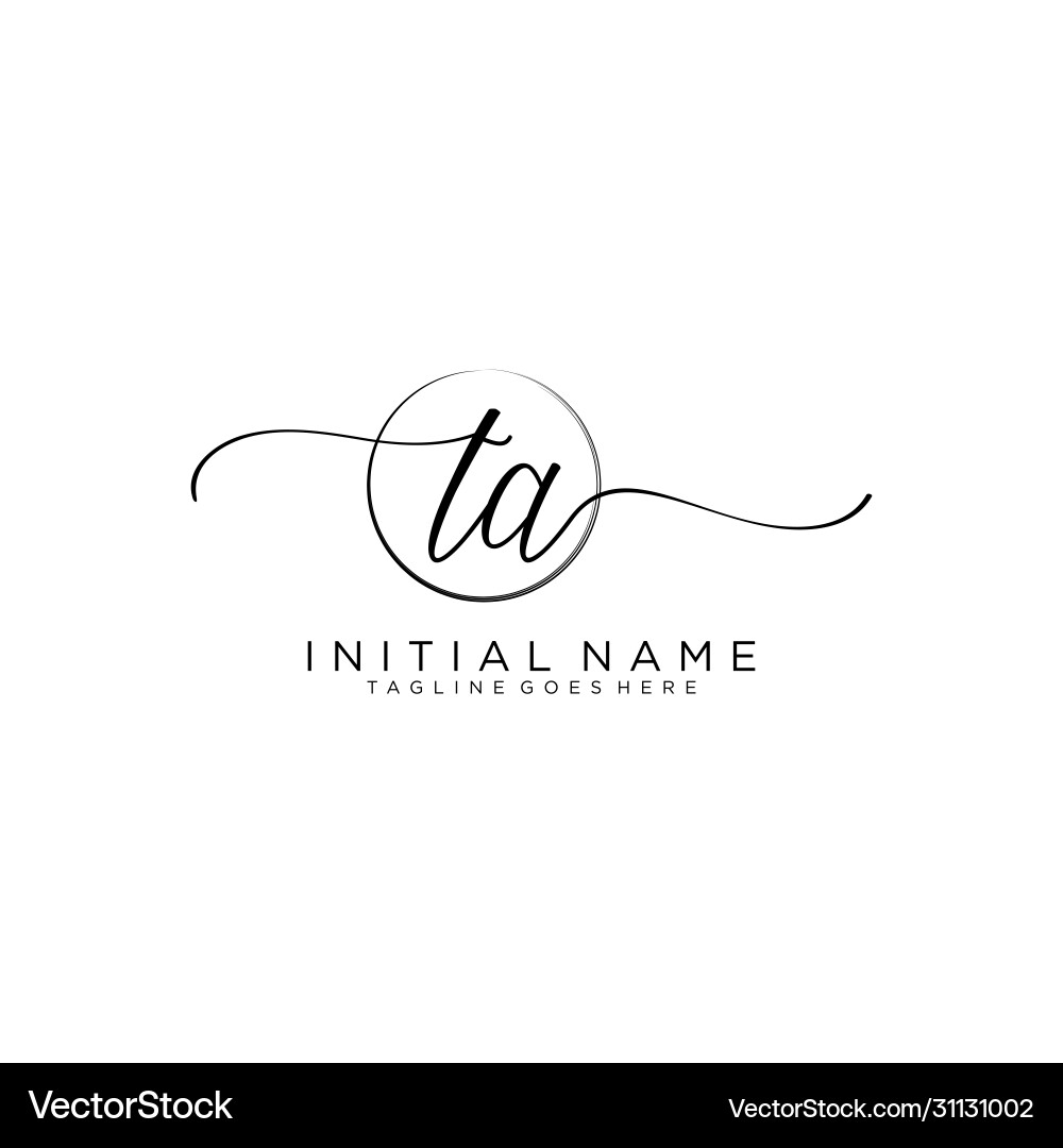 Ta initial handwriting logo with circle template Vector Image