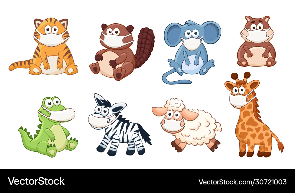 Adorable Animals in Masks Royalty Free Vector Image