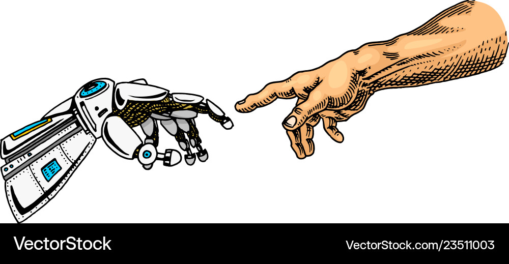 Android Hand Touch: Artificial Intelligence vector image