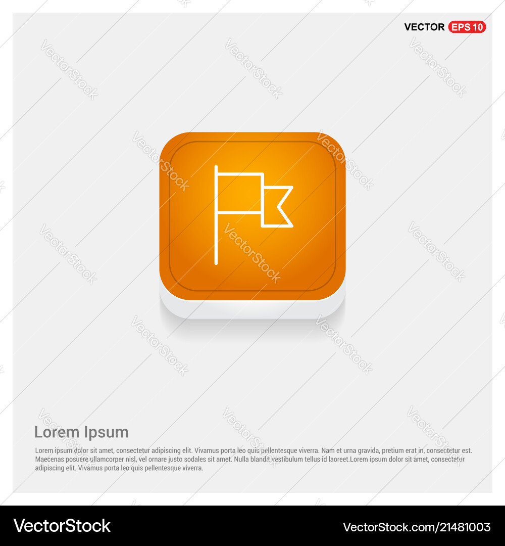 Flag mark icon orange abstract web button Vector Image
