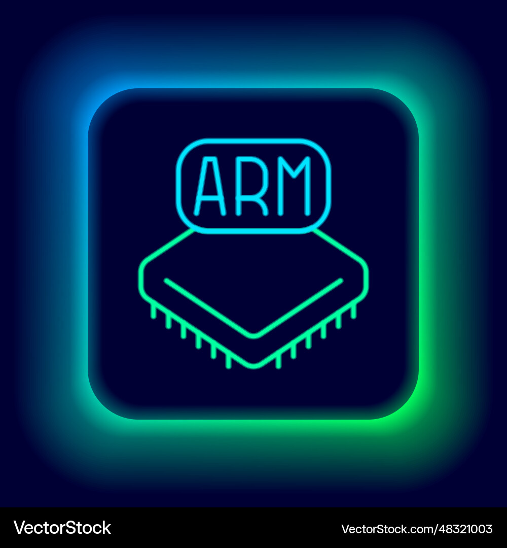Glowing neon line processor icon isolated Vector Image