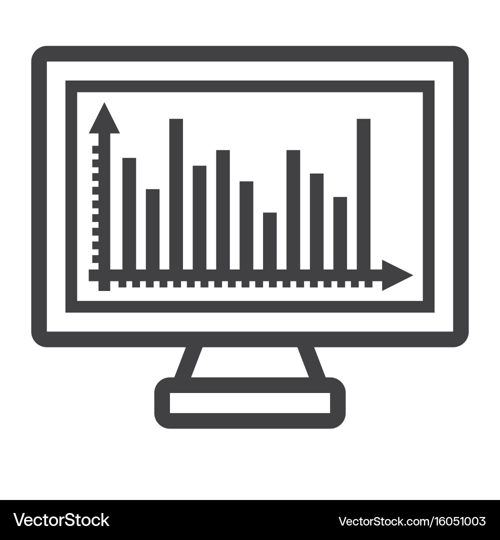 Monitor chart line icon business and graph vector image